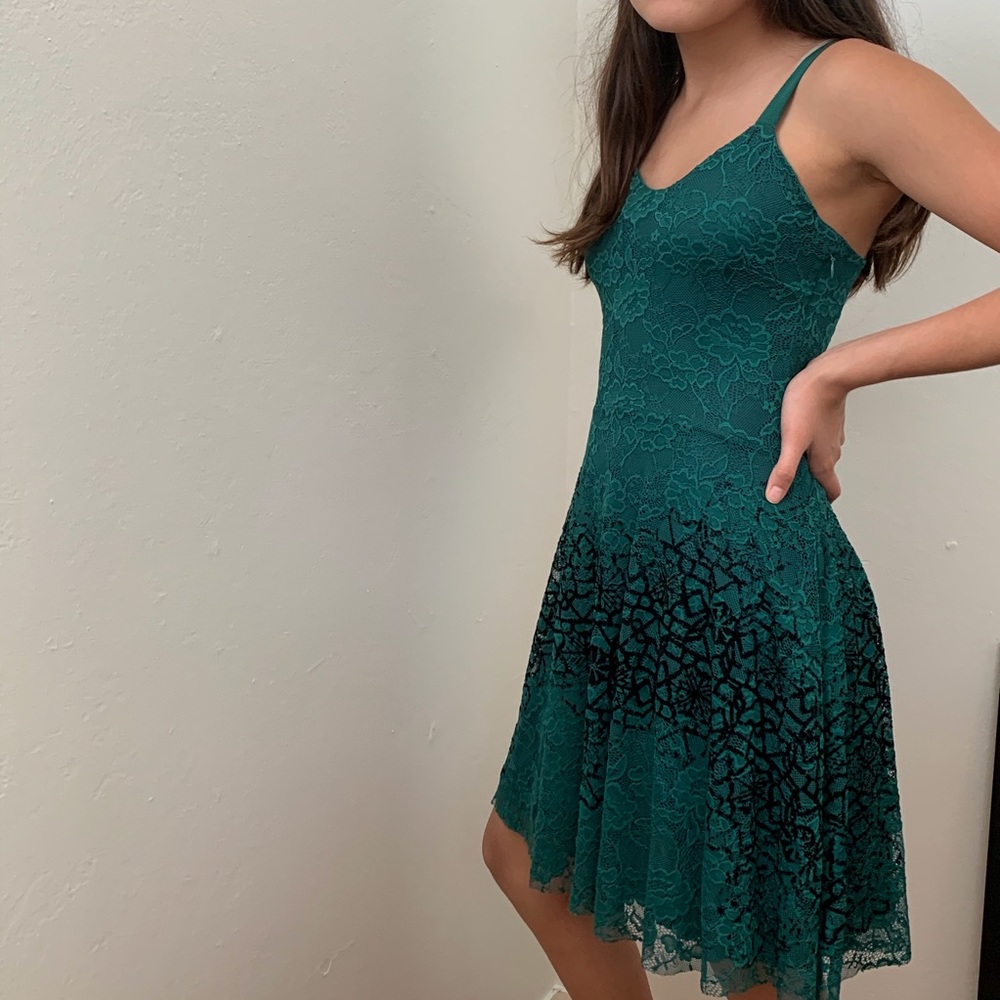 Free People Green and Black Lace Dress